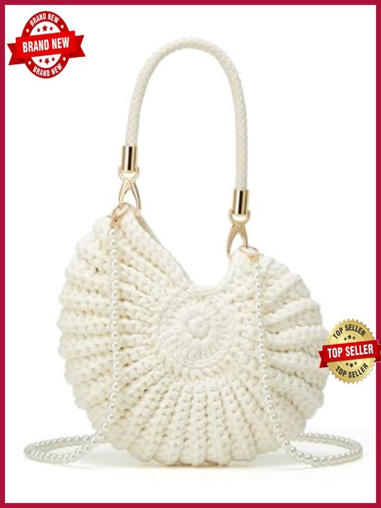 Handbags - Handwoven Crochet Seashell Beach Bag Crossbody Shoulder Hobo Bag Straw Purse